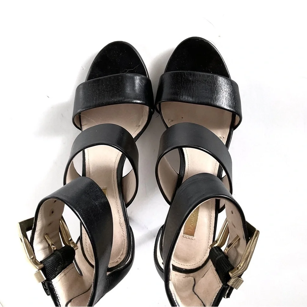 Louise Et Cie Gosia Ankle Cuff Leather Sandal Heels Black Sz 6 - Picture 7 of 12